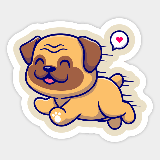 Cute Pug Dog Running Cartoon Sticker by Catalyst Labs